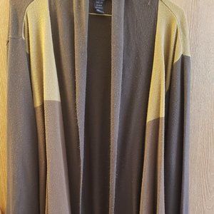 Denim 24/7 Color Block Brown Cardigan Sweater